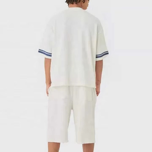 Contraste couleur OEM été hommes survêtement vers le bas épaule T-shirt manches chemise Shorts ensembles pour hommes décontracté Streetwear 2 pièces costume - Product Image 6