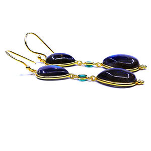 Party Wear Sterling Silver 925 Gold Plated Labradorite <b>Emerald</b> Gemstones Latest Ladies Wear <b>Drop</b> <b>Earrings</b> - Product Image 3