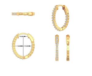 ต่างหูห่วงสีทอง14K ประกายเพชรโมอิสทรงกลม1.00Ct ที่มีความซับซ้อน - Product Image 6