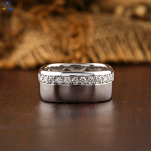 1,12 TDW banda de diamante de corte brillante redondo oro blanco Pave ajuste banda de hombre Cvd/Hpht Diamond Lab Stone - Product Image 1