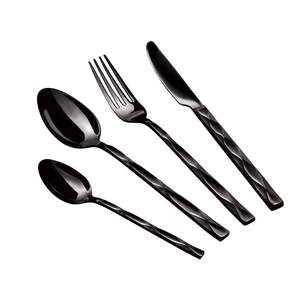 Ensemble de couverts en acier inoxydable dernier cri, 5 pièces, avec couleur argent et noir, pour la cuisine, ensemble de couverts de luxe pour restaurant à prix avantageux - Product Image 2