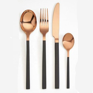 Stainless Steel Silver Polished Hammered Flatware Set with <b>Gold</b> Handmade Handle Western Style and Different Design Flatware - Product Image 3