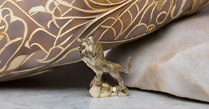 Statue de lion Art déco de qualité supérieure faite à la main en laiton Lucky Guardian Lion Figurine pour bureau à domicile motif animal décor de bureau - Product Image 4