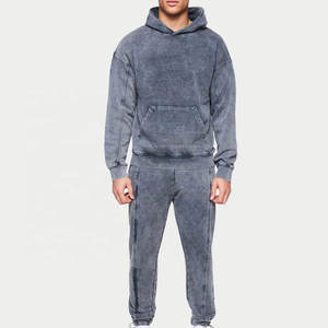 Private Label Jogger Sets Tech Fleece Jogging Trajes de sudor Jogger Set Pullover Hoodies Acid Wash Chándal - Product Image 1