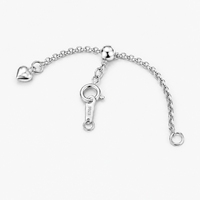 Chaîne d'extension pour collier et bracelet en argent sterling 925, breloque cœur de 4,5 cm, perle de 0,6 g, apprêts de bijoux pour femmes