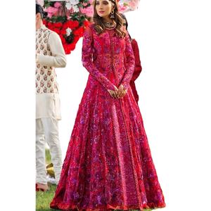 Nouvelles femmes brodées soie et rayonne chemise robe manches longues pakistanais Shalwar Kameez pour les mariages de fête Style indien - Product Image 1