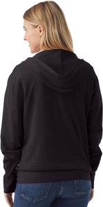 Nouveau design femmes 100% coton à manches longues col rond épaule pente couleur unie confortable décontracté sweat à capuche zippé meilleur prix - Product Image 6