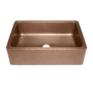 Évier de cuisine décoratif en cuivre de ferme martelé avec installation frontale en tablier pour les projets de rénovation de cuisine rustique - Product Image 2