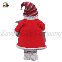 Décoration de Noël Zaves, Père Noël debout en polyester rouge de 14 pouces, avec sac cadeau en forme de pomme de pin HOHOHO