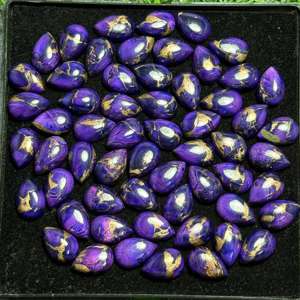 AAA + alta calidad tamaño personalizado 8X12MM forma de pera Natural púrpura cobre Kingman turquesa cabujón joyería de piedras preciosas sueltas - Product Image 1