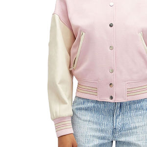 Chaqueta Universitaria Regular para Mujer, Bordada Personalizada, Reversible, Ecológica, de Lona, Chaqueta Deportiva de Otoño Invierno, Elegante, de Seda Cruda - Product Image 4