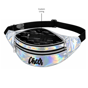 Sac banane personnalisé en cuir PU holographique brillant pour pom-pom girl, sac de taille ajustable pour filles, idéal pour la danse et le sport - Product Image 2