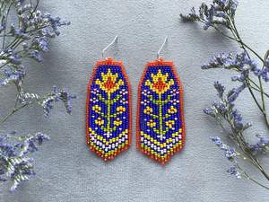 ต่างหูวินเทจลายเสือดาว ต่างหูทำมือประดับลูกปัดข้าว ต่างหูพู่สไตล์โบฮีเมียน ของขวัญเครื่องประดับสำหรับผู้หญิง - Product Image 5