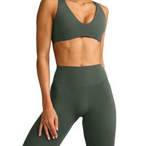Leggings de yoga taille mi-haute unis pour femme, dos croisé en V, effet push-up, anti-odeur, sans couture frontale, pour le sport et l'entraînement - Product Image 6