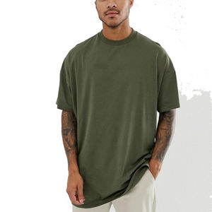 Camiseta de hombro caído de gran tamaño para hombre con estampado personalizado de alta calidad Jersey ropa de calle de algodón largo sólido cuello redondo peso pesado largo - Product Image 6