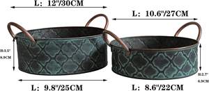 2025 Best-seller Plateau de service alimentaire en métal Ensemble personnalisé de 2 tailles Plateau de service alimentaire en métal galvanisé avec poignée en corde de jute - Product Image 4