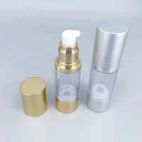 Flacon cosmétique sans air de luxe vide en or, argent et rose avec pompe à lotion en plastique, flacons d'émulsion pour le visage en plastique AS de haute qualité