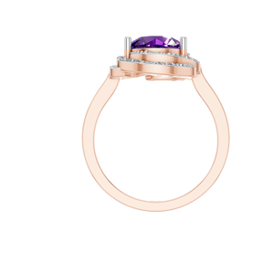 OEM ODM Custom 14K 18K Gold Lab Grown Amethyst Halo Solitaire <b>Ring</b> Classic IGI Certified 2.5 Carat Prong Setting Fine Jewelry - Product Image 4