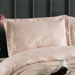 Ensemble de couvre-lit Guzide ANNA Classic 4 pièces en chenille 100% teinte en fil rayé saumon, anti-acariens, lavable, taille King, pour usage domestique - Product Image 2