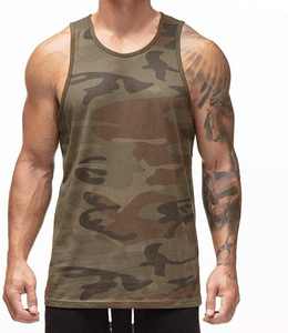 <b>Men's</b> Eco-friendly Cotton And Spandex Gym <b>Tanktop</b> Ribbed Singlets With Front Logo For Bodybuilding Vest Tank Top - Product Image 2