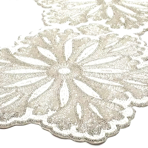 Dessous de verre en ardoise verte de 14 pouces faits à la main, tapis de table en verre perlé élégant et élégant pour la cuisine et l'ameublement de la maison - Product Image 1