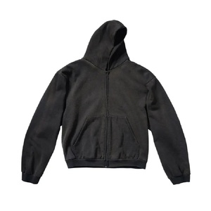 Vente en gros Nouveau 2024 Premium Couleur unie Lavage rembourré Épaule lâche 320GsmZipup Hoodie Fabricant Coton biologique & Shirpa Hoodies - Product Image 3