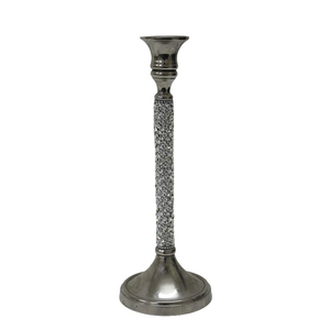 Grand porte-bougie en aluminium et perles couleur argent pour la décoration de la maison, look de luxe pour mariage - Product Image 3