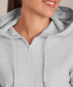 Venta al por mayor sudaderas con capucha de las mujeres Heather Grey Color 100% sudaderas con capucha de algodón logotipo personalizado mujeres recortadas sudaderas con capucha para las mujeres - Product Image 6