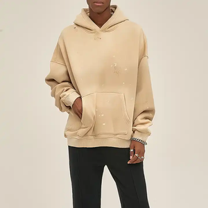 Personnalisé noir surdimensionné 400g polaire recadrée sweats à capuche délavé à l'acide style luxe épaule tombante 100% coton pour l'hiver - Product Image 4