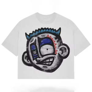 Camiseta de peso pesado de gran tamaño recortada corta sólida cuello redondo serigrafiado suelta camiseta estampada - Product Image 2