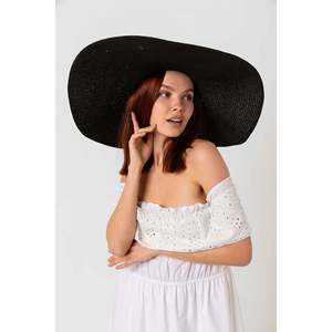 Extra Wide Straw Hat with Black Ribbon HSR2039 - <b>Boxed</b> <b>Shipping</b> - Black2039 - Product Image 6