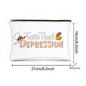 Portable Canvas <b>Cosmetic</b> <b>Bag</b> with Cartoon Print Zipper Closure <b>Large</b> Capacity Handheld for Toiletry Pouch - Product Image 5