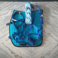 Tapis de selle pour cheval rouge, noir et bleu avec accessoires assortis, en nylon, pour équestre, fabricant Inde Kanpur