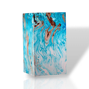 Urna de madera de mango hecha a mano Aqua Swirl diseño abstracto urnas de cremación urna para adultos - Product Image 1