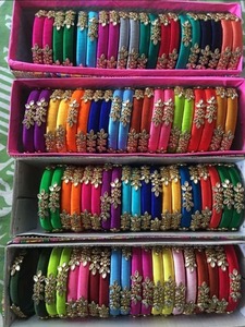 Đá lụa chủ đề Bangles phụ nữ truyền thống kundan Bangles pakistani đám cưới pooja Mehndi Đảng ủng hộ đồ trang sức Ấn Độ Bộ quà tặng - Product Image 6