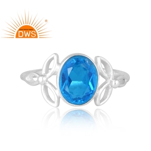 Nuevo diseño de patrón, anillo de piedras preciosas de cuarzo aguamarina doblete Natural de plata esterlina, joyería de diseño personalizado para mujer, regalo para ella - Product Image 3