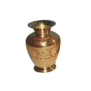 Florero de latón de alta calidad con grabado multicolor acabado dorado para decoración del hogar florero decorativo de mesa - Product Image 1