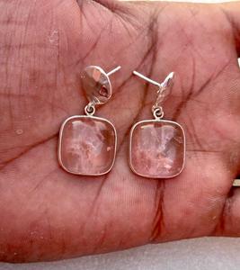 Pendiente de morganita de Plata de Ley 925, hermoso pendiente de mujer, pendiente de plata de morganita - Product Image 4