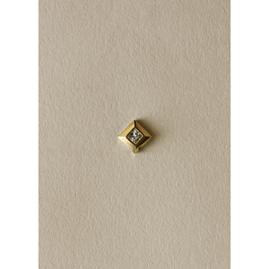 Vintage 18K <b>Solid</b> <b>Gold</b> Princess Cut 0.26ct Natural Diamond <b>Pendant</b> & Charm with Hollow Construction Unisex Everyday Wear - Product Image 5