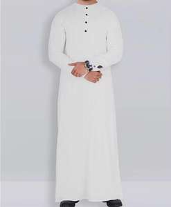 Hombres túnica islámica musulmán Kaftan media manga Color sólido cuello en V Vintage túnicas Casual Dubai Arabia Saudita hombres Jubba - Product Image 6