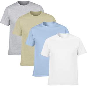 Camiseta clásica básica de cuello redondo para hombre, camiseta transpirable de algodón suave de talla grande, camiseta de diseño en blanco para hombre - Product Image 4