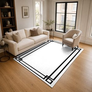 RUGS DEPOT LXDP-0974 Wholesale Grey Silver Contemporary Abstract Digital Printed Machine Washable Chenille Area Rug Non <b>Slip</b> - Product Image 2