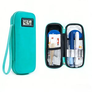 Custodia per penna per insulina in EVA resistente, borsa termica con contenitore refrigerante, termometro, custodia portatile per insulina con display. - Product Image 2