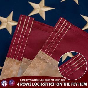 Bandera Americana Vintage de 3x5 Pies, Bordada, de Algodón Teñido con Té, Impermeable, con Asta de Aluminio Resistente para Uso en Exteriores - Product Image 3