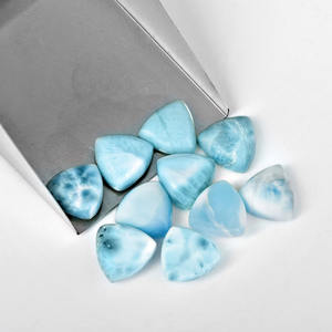 Cabochons en vrac en gros, pierres précieuses naturelles Larimar dominicaines, 3-21 MM, forme triangulaire, design en dôme, pour la fabrication de bijoux - Product Image 5