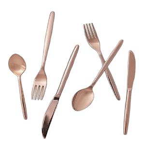 Couverts de luxe réutilisables en or Rose, ensemble de couverts en acier inoxydable 304, vente en gros, espace personnalisé, cadeaux de fête d'affaires élégants - Product Image 1