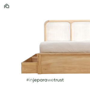 Modern Solid Teak Wicker Headboard King Size Wooden Rattan <b>Beds</b> Eco-Friendly Durable Commercial for Bedroom Hotel or Apartment - Product Image 2