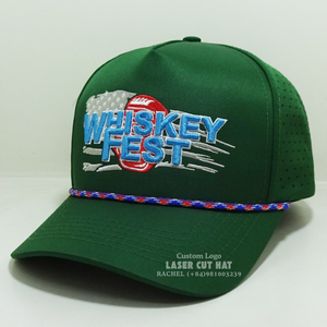 หมวกเชือก5แผงตัดด้วยเลเซอร์รูพรุนปักโลโก้โครงสร้างหมวกกันน้ำปรับ SnapBack แบบเวียดนาม - Product Image 2