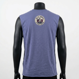 Camiseta sin mangas de algodón premium, jersey transpirable, estampado gráfico azul, logotipo personalizado, camiseta 100% algodón para hombre, corte holgado, estampada. - Product Image 4