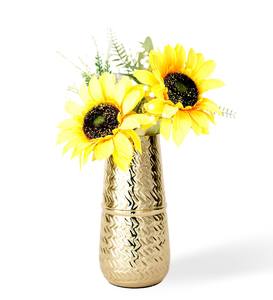 Jarrón de mesa duradero para sala de estar, dormitorio y oficina, florero decorativo moderno de metal plateado para decoración del hogar - Product Image 6